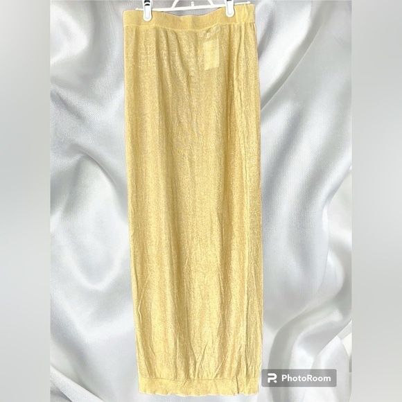 ZARA gold metallic sheer maxi skirt size small - Picture 4 of 11